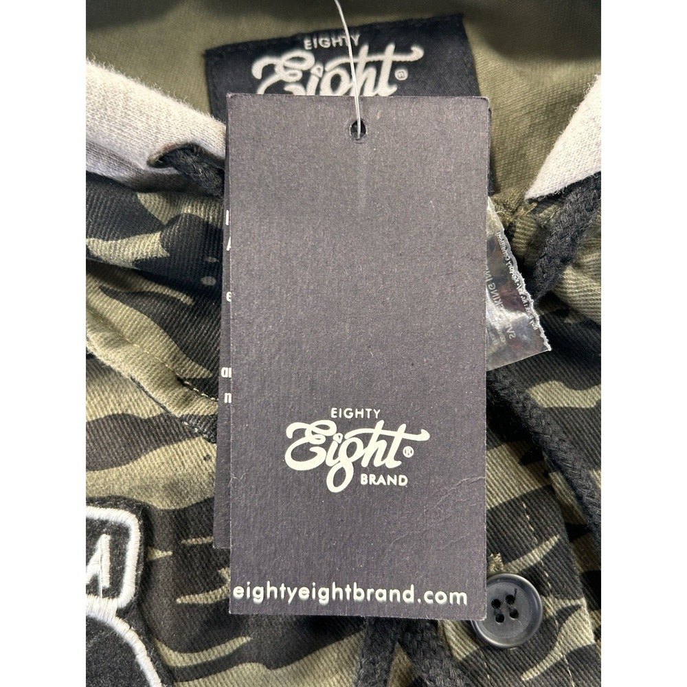 Eighty Eight Hoodie Button Front Camo Green‎ Shirt Men's Small NWT - Picture 8 of 13